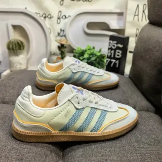 Adidas Samba भूरा नीला लो-टॉप टेक्स्टाइल अपर लाइफस्टाइल स्नीकर्स