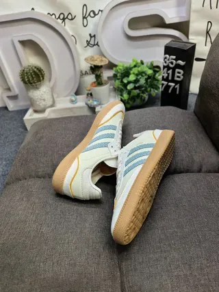 Adidas Samba भूरा नीला लो-टॉप टेक्स्टाइल अपर लाइफस्टाइल स्नीकर्स 6
