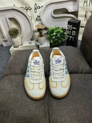 Adidas Samba भूरा नीला लो-टॉप टेक्स्टाइल अपर लाइफस्टाइल स्नीकर्स 10