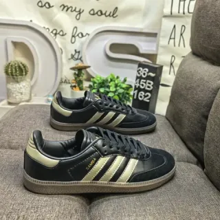 Adidas Samba Black and Beige Metallic Lifestyle Sneakers