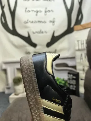 Adidas Samba Black and Beige Metallic Lifestyle Sneakers 3