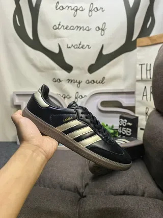Adidas Samba Black and Beige Metallic Lifestyle Sneakers 5