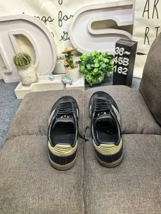 Adidas Samba Black and Beige Metallic Lifestyle Sneakers 8