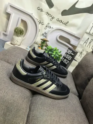 Adidas Samba Black and Beige Metallic Lifestyle Sneakers 9