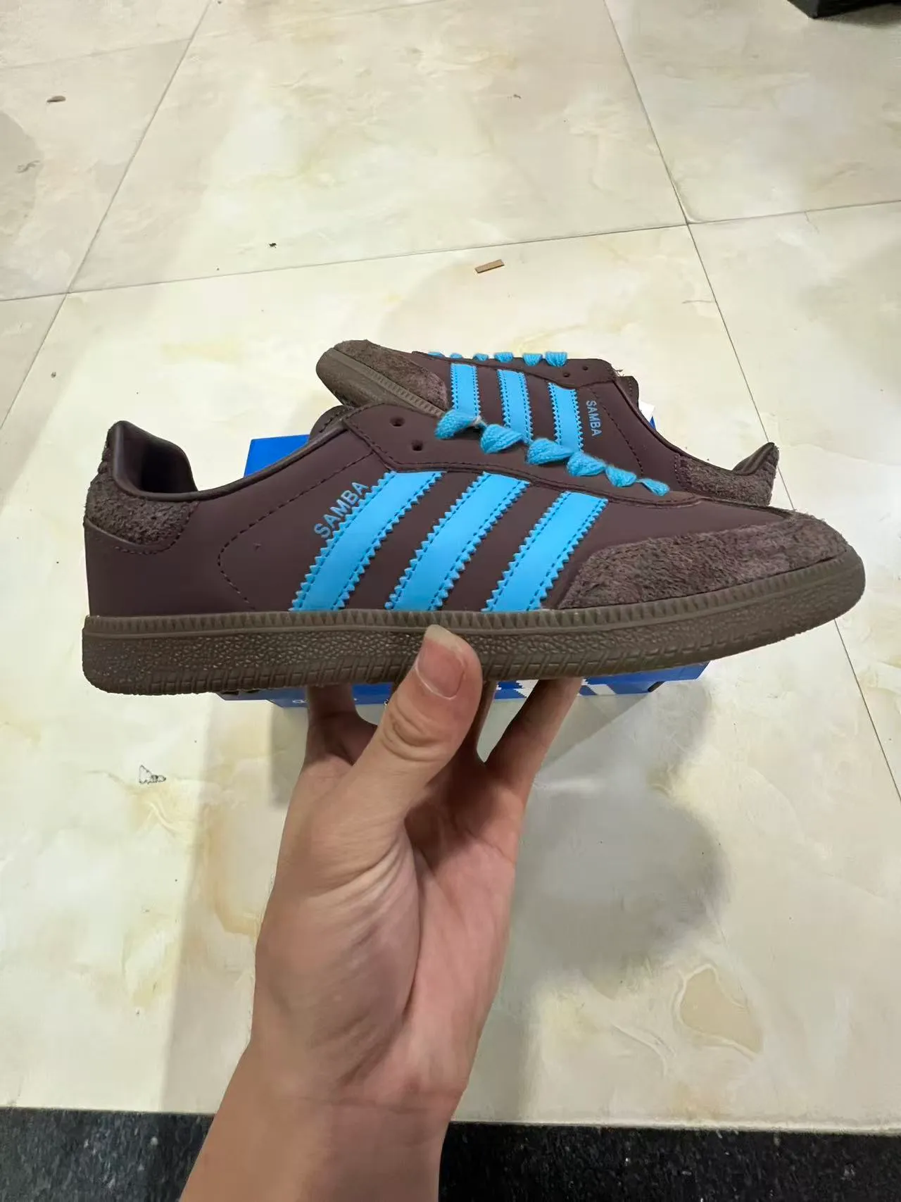 Adidas Samba Brown and Blue Lifestyle Sneakers 7