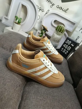 Adidas Samba Brown Beige Low-Top Suede-Leather Mix Lifestyle Sneakers 9