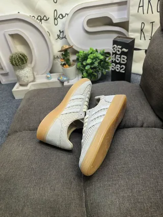 Adidas Samba OG Beige Mesh and Suede Lifestyle Sneakers 6