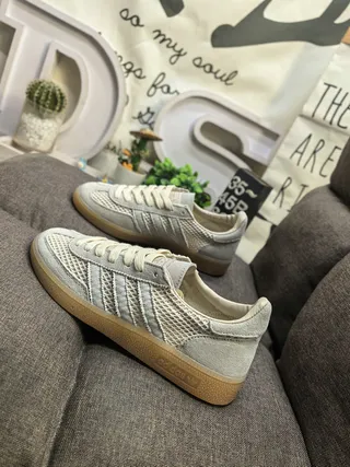 Adidas Samba OG Beige Mesh and Suede Lifestyle Sneakers 7