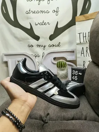 Adidas Samba OG Black and Metallic Silver Lifestyle Sneakers 5