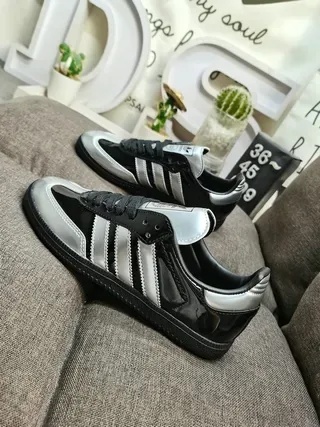 Adidas Samba OG Black and Metallic Silver Lifestyle Sneakers 7