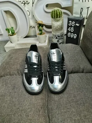Adidas Samba OG Black and Metallic Silver Lifestyle Sneakers 10