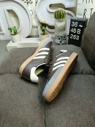 Adidas Samba OG Brown Gray White Lifestyle Sneakers 6