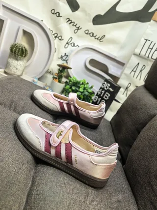 Adidas Samba Pink and Maroon Mary Jane Shoes 7
