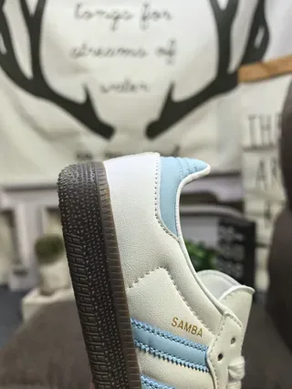 Adidas Samba White and Light Blue Lifestyle Sneakers 3