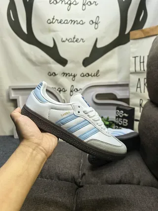 Adidas Samba White and Light Blue Lifestyle Sneakers 5