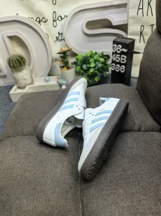 Adidas Samba White and Light Blue Lifestyle Sneakers 6