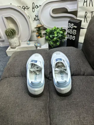Adidas Samba White and Light Blue Lifestyle Sneakers 8