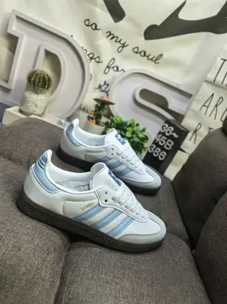 Adidas Samba White and Light Blue Lifestyle Sneakers 9