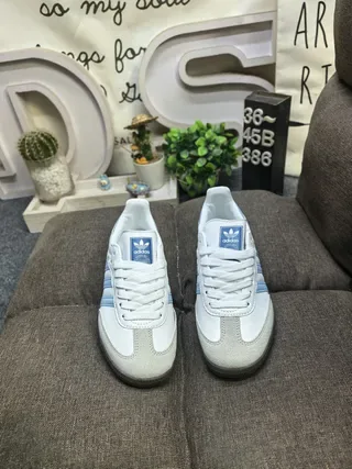 Adidas Samba White and Light Blue Lifestyle Sneakers 10