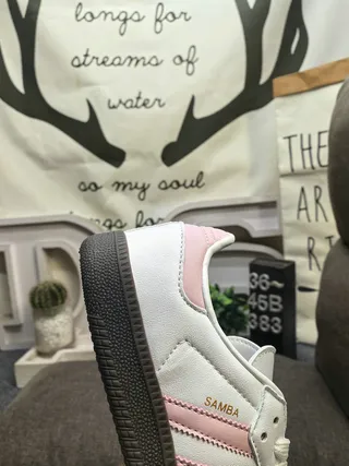 Adidas Samba White and Pink Lifestyle Sneakers 3
