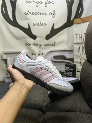 Adidas Samba White and Pink Lifestyle Sneakers 5
