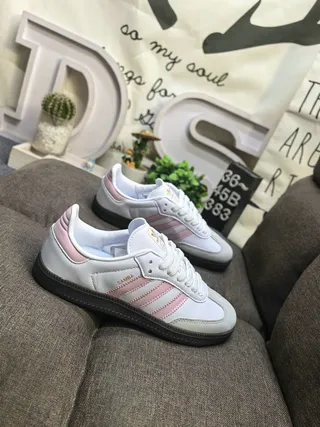 Adidas Samba White and Pink Lifestyle Sneakers 9