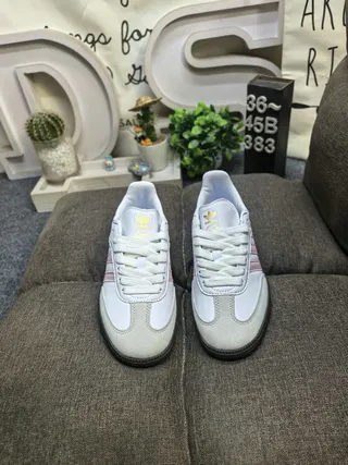 Adidas Samba White and Pink Lifestyle Sneakers 10