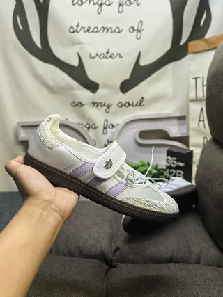 Adidas Samba White and Purple Lifestyle Sneakers 5