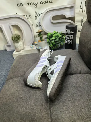 Adidas Samba White and Purple Lifestyle Sneakers 6