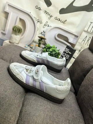 Adidas Samba White and Purple Lifestyle Sneakers 7