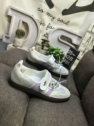 Adidas Samba White and Purple Lifestyle Sneakers 9