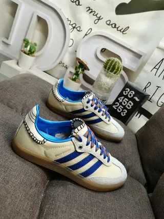 Adidas Samba White Blue Floral Print Lifestyle Sneakers 9