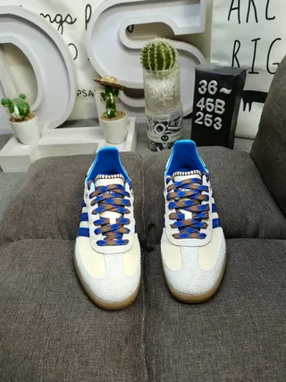 Adidas Samba White Blue Floral Print Lifestyle Sneakers 10