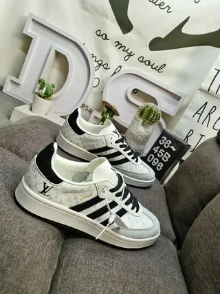 Adidas Samba White Gray Monogram Black Stripe Lifestyle Sneakers 9