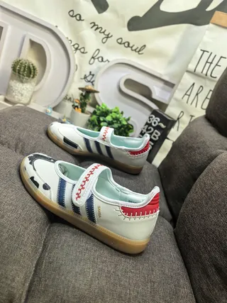 Adidas Samba White Red Navy Mary Jane Shoes 7