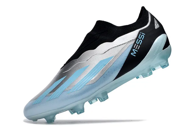 Adidas Silver Black Low-Cut Sock-Fit Collar Wave-Pattern Synthetic Overlays Firm-Ground Soccer Shoes 3