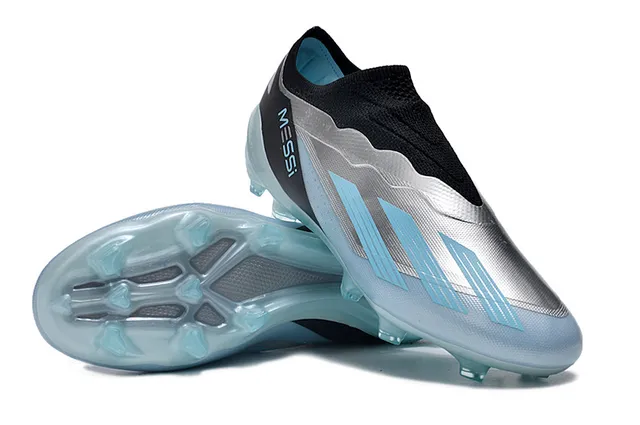 Adidas Silver Black Low-Cut Sock-Fit Collar Wave-Pattern Synthetic Overlays Firm-Ground Soccer Shoes 4