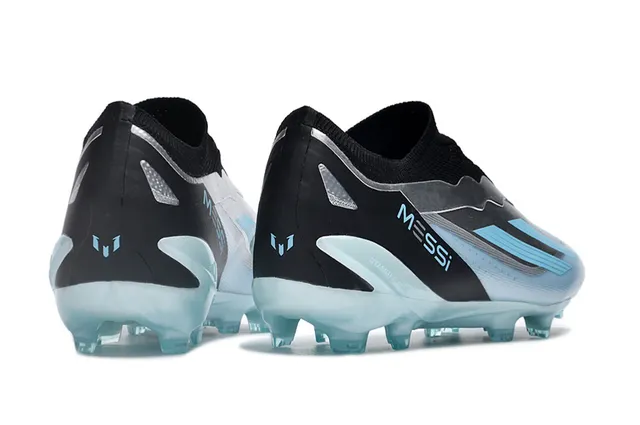 Adidas Silver Black Low-Cut Sock-Fit Collar Wave-Pattern Synthetic Overlays Firm-Ground Soccer Shoes 5