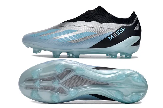 Adidas Silver Black Low-Cut Sock-Fit Collar Wave-Pattern Synthetic Overlays Firm-Ground Soccer Shoes 6