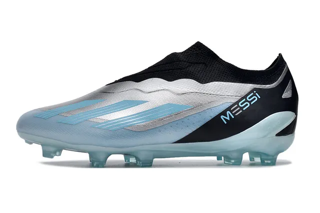 Adidas Silver Black Low-Cut Sock-Fit Collar Wave-Pattern Synthetic Overlays Firm-Ground Soccer Shoes 7