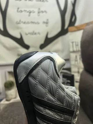 Adidas Silver Black Quilted Synthetic Upper Three Stripes Sneakers 3