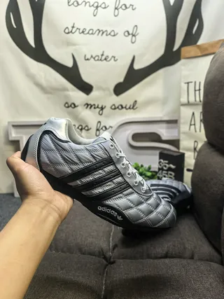 Adidas Silver Black Quilted Synthetic Upper Three Stripes Sneakers 5