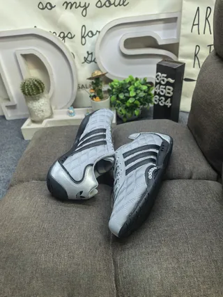 Adidas Silver Black Quilted Synthetic Upper Three Stripes Sneakers 6