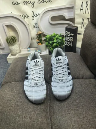 Adidas Silver Black Quilted Synthetic Upper Three Stripes Sneakers 10