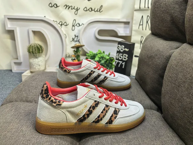 Adidas Spezial Brown Suede Cow-Print Stripe Lifestyle Sneakers 21