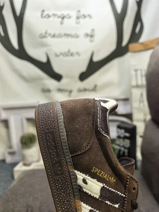 Adidas Spezial Brown Suede Cow-Print Stripe Lifestyle Sneakers 23