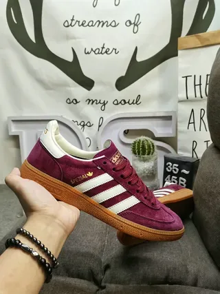 Adidas Spezial Burgundy Suede and White Lifestyle Sneakers 5