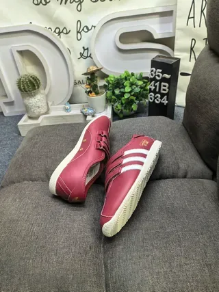 Adidas Spezial Red White Velcro Strap Closure Three Side Stripes Lifestyle Sneakers 6