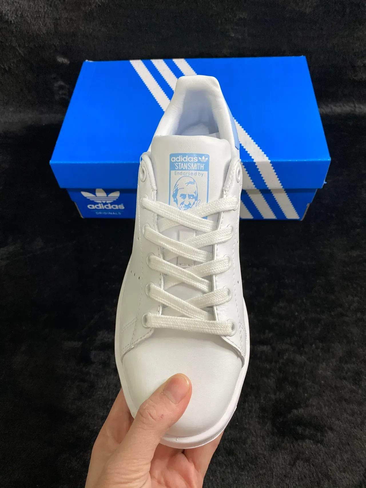 Adidas Stan Smith White and Light Blue Lifestyle Sneakers 8