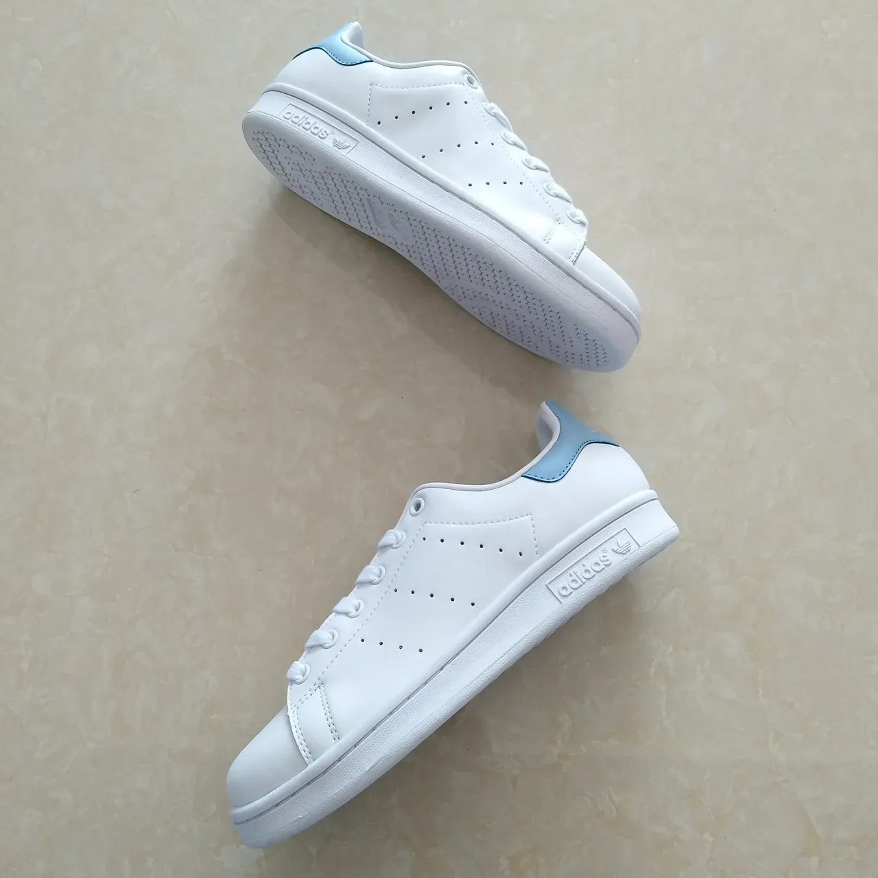 Adidas Stan Smith White and Light Blue Lifestyle Sneakers 9